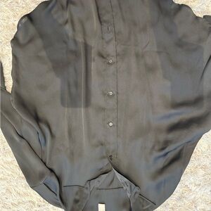 H&M Black Button-Front Satin Blouse
